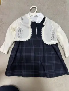 ワンピース　80cm ネイビー チェック