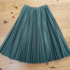 Ray BEAMS プリーツスカート オリーブグリーン