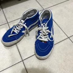 青 スエード ハイカットスニーカー