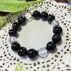 ブラックタイガーアイ・水晶の天然石ブレスレット