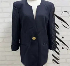 ★美品★ Leilian ノーカラージャケット 黒 ゴールドボタン