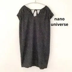 ナノユニバース ドットプリント フリルチュニック ワンピース 黒 春夏 美品