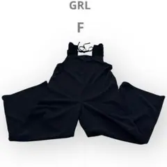 大人可愛い⭐️GRL オールインワン サロペット ワイドパンツ ブラック Fサイズ