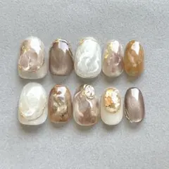 V214 ネイルチップ ブラウンニュアンス ミラー マグネット インク