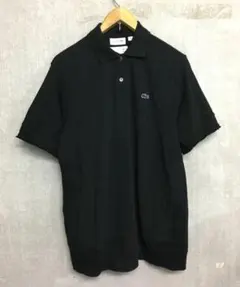 極美品 サカイ ラコステ コラボ ポロシャツ 黒 ブラック 1 鹿の子 刺繍ロゴ 美品 LACOSTE ラコステ リアルワニ ロゴ刺繍 鹿の子 ポロシャツ