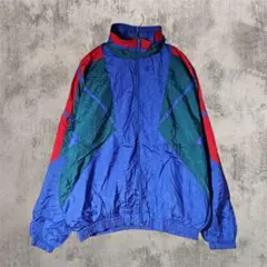90sレトロ配色 ナイロンジャケット マルチカラー アクティブウェア スポーティ
