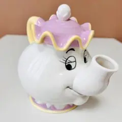 未使用　ディズニー 美女と野獣　ティーポット ポット夫人 茶こし付　陶磁器