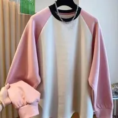 オシャレ 配色 Tシャツ oversize インナー トップス 切り替え