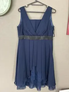 結婚式 パーティードレス ネイビー 38 シフォン フォーマル 二次会