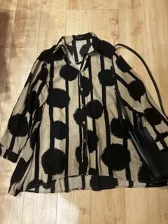 TRUBE ストライプ・ドット 長袖シャツ　Aライン　綿100