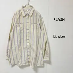 FLASH フラッシュ　シャツ　LL ストライプ柄　長袖　カラフル　大きいサイズ