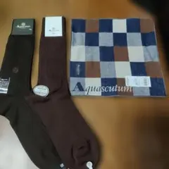 Aquascutum メンズ ソックス ハンカチ セット