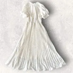 NICE CLAUP プリーツロングワンピース 美シルエット　バックリボン　F