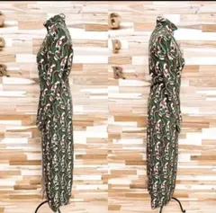 ZARA チャイナドレス ロングワンピース 総柄 スリット XS 36