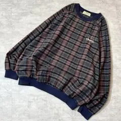 90s IZOD コットン プルオーバー ジャケット チェック 刺繍ロゴ