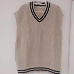 GU メンズ ニットベスト Lサイズ ベージュ
