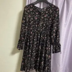 COLZA ブラック 花柄 ワンピース M