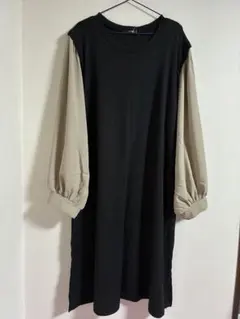 新品 大きいサイズ ドッキングワンピース 6L ベージュ、グレージュ系