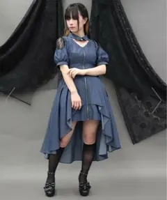新品フィッシュテールフレアワンピース 半袖 レース切替ファスナーアクシーズファムのサムネイル