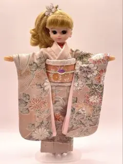 M366 リカちゃん着物　正絹振袖　金蘭帯セット