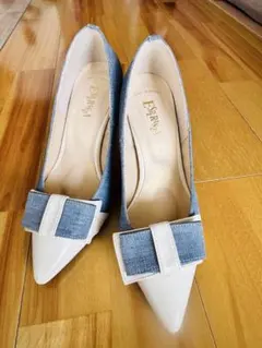 ESPERANZA ホワイトデニムパンプス 22.5cm