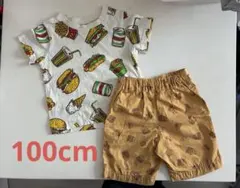【値下げしました‼️】ハンバーガー柄 Tシャツ ハーフパンツ セット 100cm