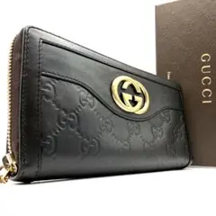 GUCCI スーキー GG シマ ラウンドジップ インターロッキング ブラウン