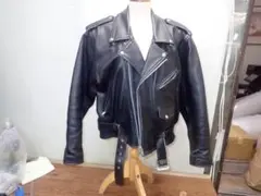 EEZAN　黒 レザー ダブルライダースジャケット　４４