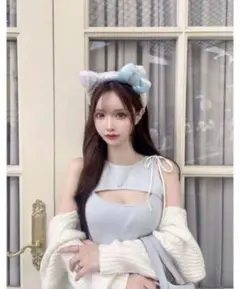 Lumignon♥Ribbon collar spring knit dress lumignon Ribbon collar spring knit dress