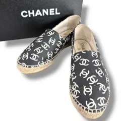 CHANEL エスパドリーユ ツイード ブラック ホワイト 42 - メルカリ