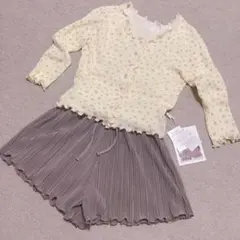 大人 な♪ プリーツ キュロット ショートパンツ グレージュ