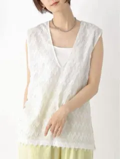 【新品】LEPSIM フリンジベスト　ホワイト　ノースリーブ