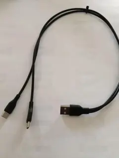 USB to Type C×2本同時充電ケーブル ブラック50cm