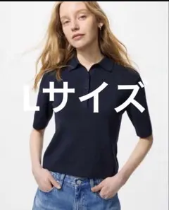 UNIQLOユニクロポロセーター半袖ネイビー Lのサムネイル