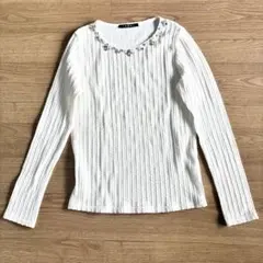 INGNI ビジュー付きホワイトニット長袖