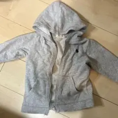 ポロ刺繍 グレー フルジップパーカー