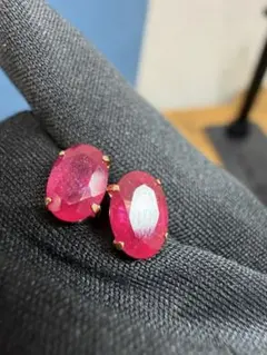 K18 3.80ct ルビー ピアス オーバルカット 18金 スタッドピアス - メルカリ