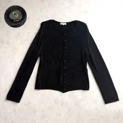 希少✨Christian Dior ジャガード 長袖 カーディガン 黒 Lのサムネイル