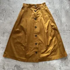 フレアスカート 膝下丈 レトロ カジュアル 派手 ボタン 古着