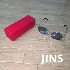 シルバーラウンドサングラス レッドケース付き JINS