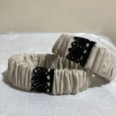 アームバンドhandmade NO・610キッチンに一個どうぞ❣️綿麻黒レース付