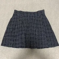 ツイード スカート チェック 白黒 3L フレア