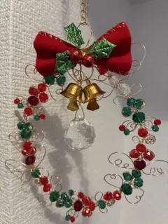 【美品】サンキャッチャー　クリスマスリース ハンドメイド