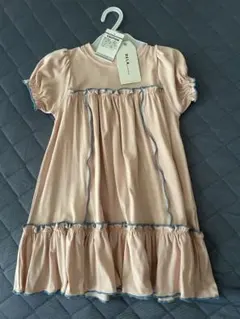 【新品未使用】しまむら　RELA. 配色メロウワンピース　100サイズ　ピンク