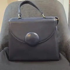 KAZUE レザー トートバッグ ネイビー ゴールド金具 ハンドバッグ 