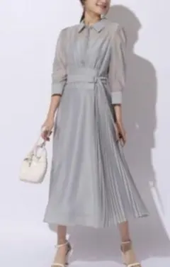 Rirandture　リランドチュール　シアープリーツシャツワンピース　グレー