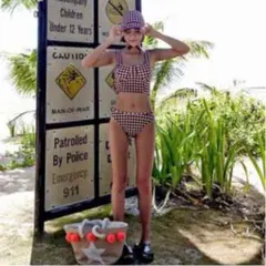 ギンガムチェック 水着 赤