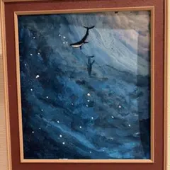油絵。M6 「獲物をねらう」 自然　青　原画　一点物　額付き 油絵。M6 「獲物をねらう」 自然 青 原画 一点物 額付き - メルカリ