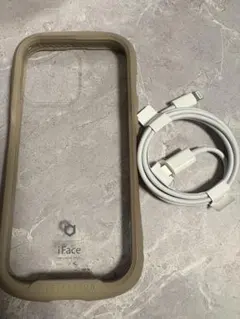 iFace Reflection ベージュ iPhoneケース 充電ケーブル付き