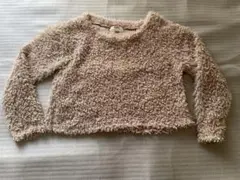 ベージュ フリース風 クロップドセーター 長袖